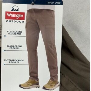 NEW Wrangler Terra Cargo Pants Mens 36x30 Brown Tapered Stretch Water‎ Resistant